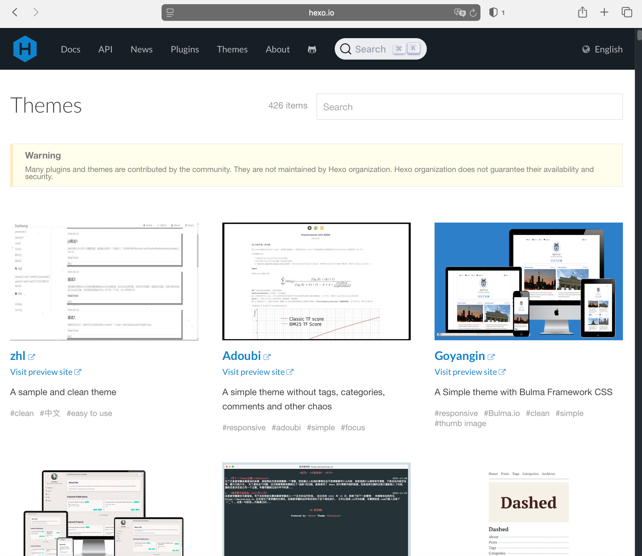 至 Hexo Theme 找你要的主題